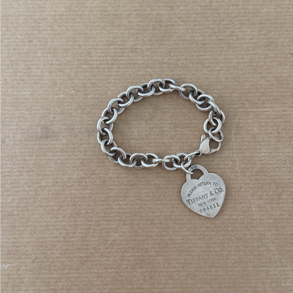 Tiffany & Co. Silver Chain Bracelet with Heart Tag